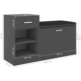 vidaXL Klupa za cipele siva 94,5 x 31 x 57 cm od iverice | shoptok.hr