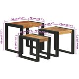  Stol za slaganje 3 pcs Masivno drvo akacije i metal | shoptok.hr