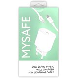 MySafe 20W - Zidna punjač Tip - C + Lightning kabel 1m - Bijela Cijene