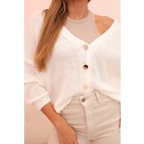 Kesi Włoski Women's sweater with a V-neck and buttons ecru | shoptok.hr