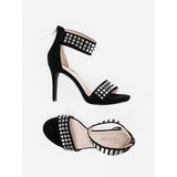 Shelvt Black stiletto sandals with zirconia | ePonuda.com