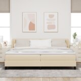  Postelja s pomičnim dnom in vzmetnico Krem 200x200 cm Tkanina, (22080780) | Shoptok.si