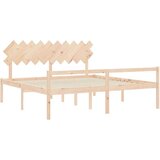  Kreveta s uzglavljem 200 x 200 cm od masivnog drva | shoptok.hr
