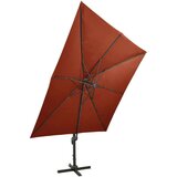  Konzolni suncobran sa stupom i LED svjetlima 300 cm terakota | shoptok.hr