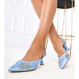 Gemre Blue pumps with rhinestones and open heel Lessor | Shoptok.si