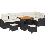  9-dijelni vrtni set sofa s jastučićima crni poli ratan akacija 2-sjedna vrtna sofa s jastučićima crni poli ratan Vrtna garnitu | shoptok.hr