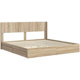  Krevetna konstrukcija s pohranom i uzglavljem Hrast sonoma Smeđa 180 x 200 cm | Shoptok.si