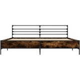  Posteljni okvir dimljeni hrast 200x200 cm inž. les in kovina, (21166002) | Shoptok.si