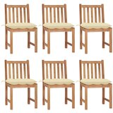 Maison Chic Vrtni stoli - Stol za vrt 6 kosov z blazinami trdna tikovina JS1763, (21876989) | Shoptok.si