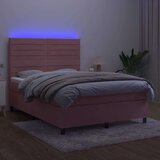  Box spring s madracem LED ružičasti 140x200cm baršunasti | shoptok.hr