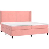  Box spring postelja z vzmetnico roza 200x200 cm žamet, (20894132) | Shoptok.si