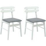  Stolac za blagovanje 2 pcs Bijela i siva Čvrsto drvo od gume | shoptok.hr