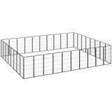 vidaXL Pasja ograda s 36 paneli črna 50x100 cm prašno barvano jeklo | Shoptok.si