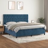 The Living Store Box spring postelja z vzmetnico temno modra 200x200 cm žamet - Box Spring Postelja, (21438515) Cene