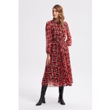 Gusto Patterned Pleat Dress - Orange | shoptok.hr