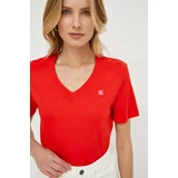 Calvin Klein Jeans Bombažna kratka majica ženski, rdeča barva