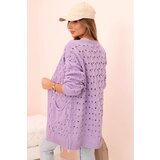 Kesi Włoski Women's openwork cardigan with pockets purple | shoptok.hr