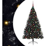 vidaXL Umjetna preddekorirana božićna jelka Črna 180 cm PVC | Shoptok.si