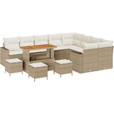  Set od 13 Dijelova Vrtni Sofa s Jastučićima Bež Poli Ratan Akacija Set od 4 Dijela Vrtna Trpeza s Jastučićima Bež Poli Ratan Ak | shoptok.hr