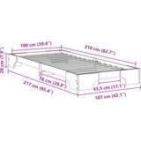  Posteljni okvir Rjava 100 x 210 cm Trdna borovina, (5000123797) | Shoptok.si
