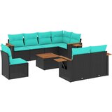 9-dijelni set vrtnih sofa od poliratana s jastucima crni | shoptok.hr