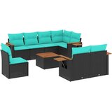  Vrtna sedežna garnitura 9-delna z blazinami črn poli ratan, (21093785) | Shoptok.si