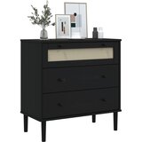  Ladičar SENJA izgled ratana crni 80x40x80 cm masivna borovina | shoptok.hr