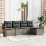vidaXL 5-delni vrtni kavč set s blazinami siva poli ratan | Shoptok.si