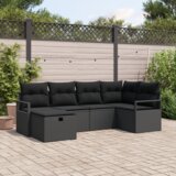vidaXL 6-dijelni set vrtnog kauča s jastučićima crni poli ratan | shoptok.hr