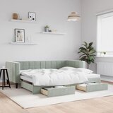  Dnevni krevet na razvlačenje svjetlosivi 90 x 190 cm baršunasti | shoptok.hr