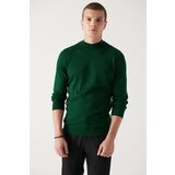 Avva Men's Green Half Turtleneck Wool Blended Standard Fit Normal Cut Knitwear Sweater Cene