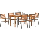  Vrtni set za objed 7 kom. Siva Čvrsto drvo akacije 140 x 80 x 74 cm | shoptok.hr
