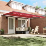 vidaXL Ročna retraktibilna tenda rdeča 450 x 300 cm, Tenda nadomestna tkanina za okvir 4.5 x 3 m rdeča | Shoptok.si