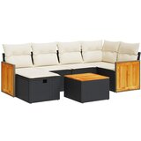 Maison Chic Seti vrtnega pohištva - Vrtna garnitura - Vrtni pohištvo set 7-delna z blazinami črn poli ratan, (21803613) | Shoptok.si