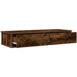 vidaXL Stenska polica s predali dimljen hrast 100x37,5x19 cm inž. les | Shoptok.si