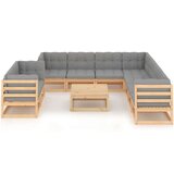  Sedežna garnitura 10-delna z blazinami trdna borovina | Shoptok.si