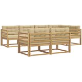  Set vanjskih sofa s jastukom 6 pcs Bijela i bež Poliester | shoptok.hr