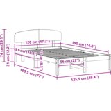 vidaXL Krevet s uzglavljem 120x190 cm od punog bora | shoptok.hr