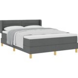 vidaXL Boks vzmetnica s prevleko Temno siva 160x200 cm Tkanina, Vzglavje s črtami Temno sivo 160 cm Tkanina | Shoptok.si