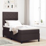  Krevet s oprugom madracem i LED tamno smeđen 90x190 cm od tkanine | shoptok.hr