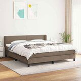  Box spring postelja z vzmetnico taupe 180x200 cm blago Cene