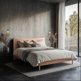 MID.YOU OBLAZINJENA POSTELJA 140 cm x 200 cm , les, tekstil, leseni material opečnato rjava | Shoptok.si