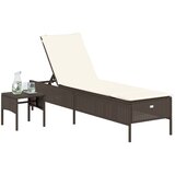  Ležaljka za sunčanje s stolom i jastukom smeđa od poliratana | Eponuda.ba