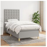  Box spring postelja z vzmetnico svetlo siv 100x200 cm blago | Shoptok.si