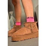 Fox Shoes R612033402 Tan Women's Boots with a thick sole with suede and a pile inner Cene