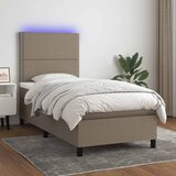  box spring s madracem LED smeđesivi 100x200 cm tkanina | shoptok.hr