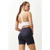 Trendyol Anthracite Wide Waist Elastic Push Up and Extra Coupler Knitted Sports Shorts/Short Leggings
