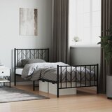 Maison Chic Kovinski Posteljni okvir - Enojna postelja - Postelja za odrasle z vzglavjem in vznožjem črn 90x200 cm, (21695803) | Shoptok.si