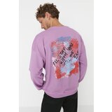 Trendyol Lilac Men's Oversize Fit Crew Neck Back Printed Sweatshirt | shoptok.hr