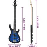 vidaXL Električna bas gitara za početnike s torbom plavo-crna 4/4 46 | shoptok.hr
